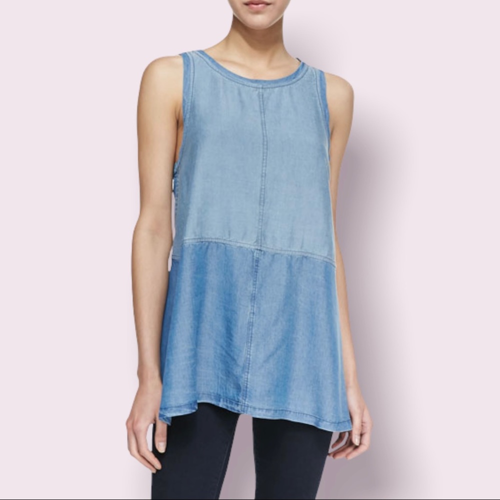 Addison Benton chambray colorblock tank top